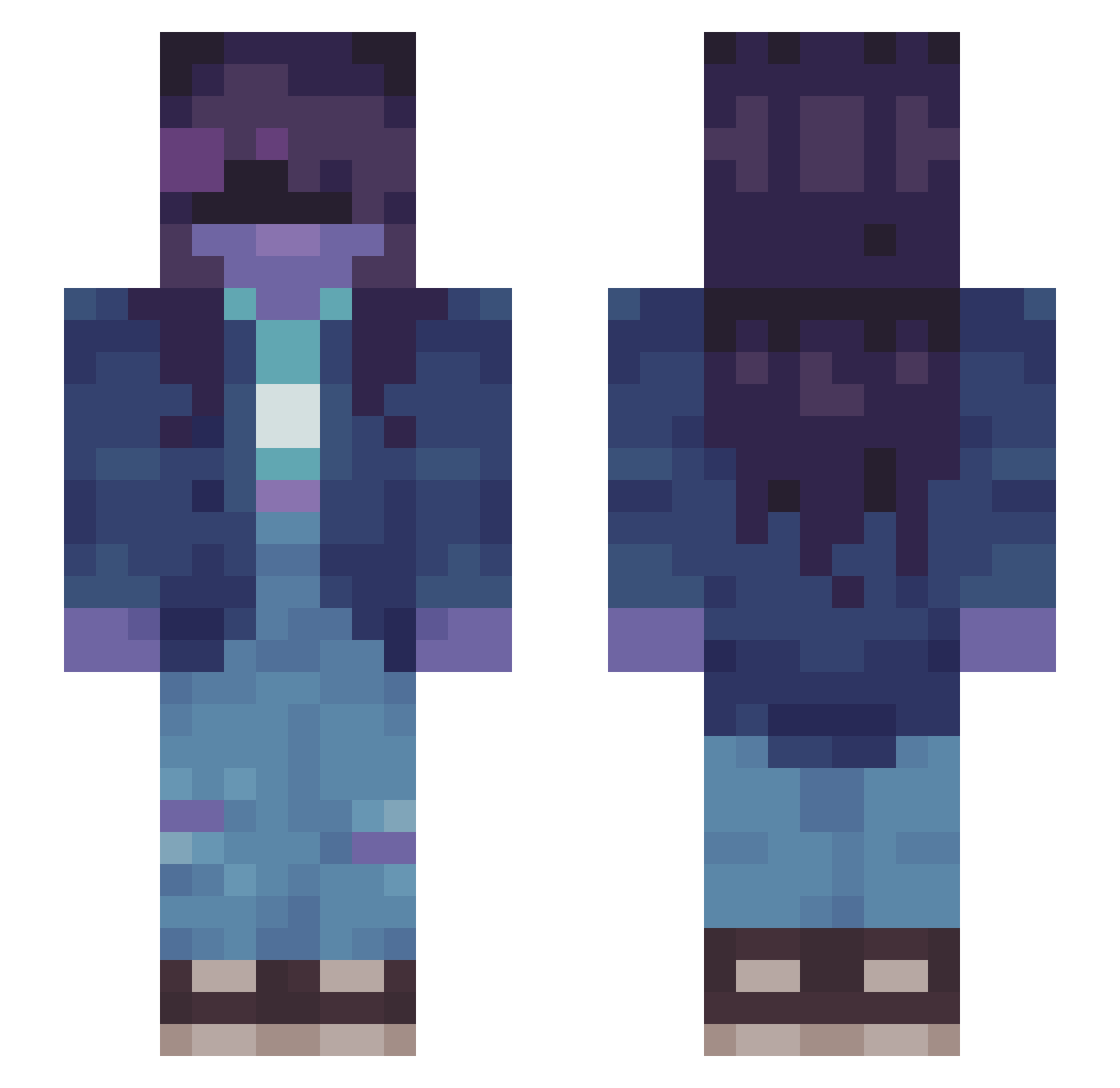 Eixram Minecraft skin, front and back view