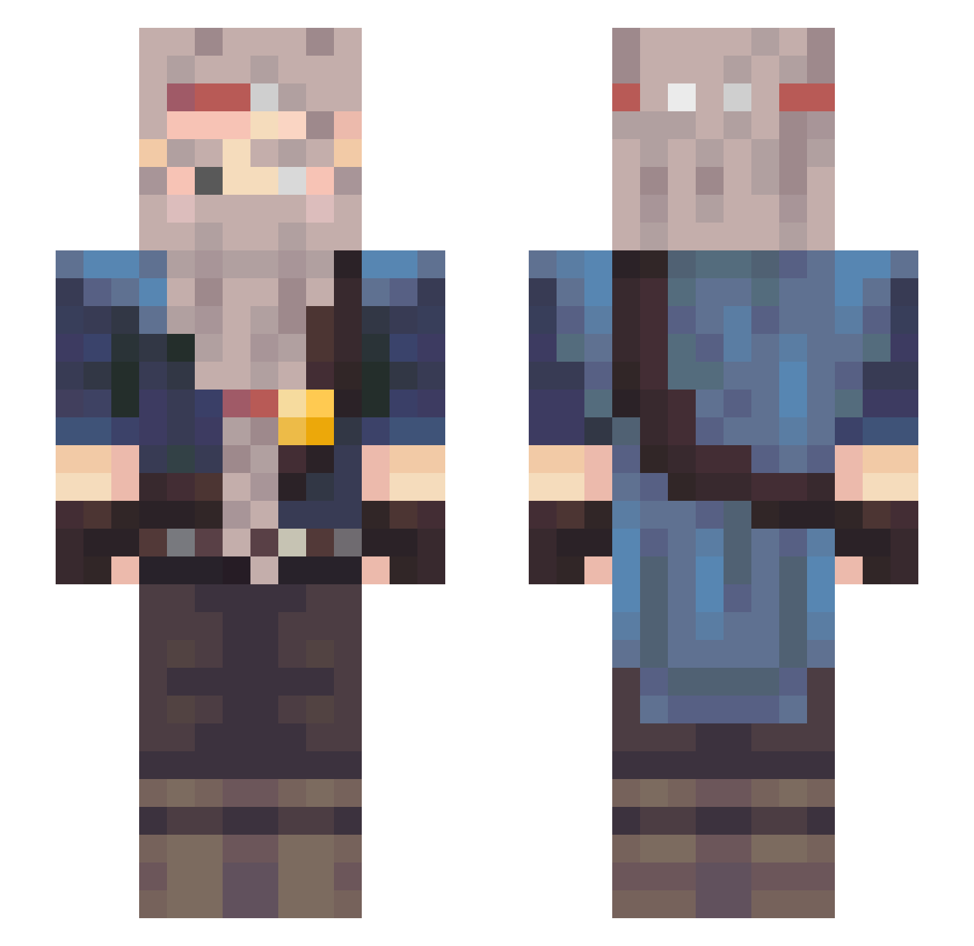 odo Minecraft skin, front and back view