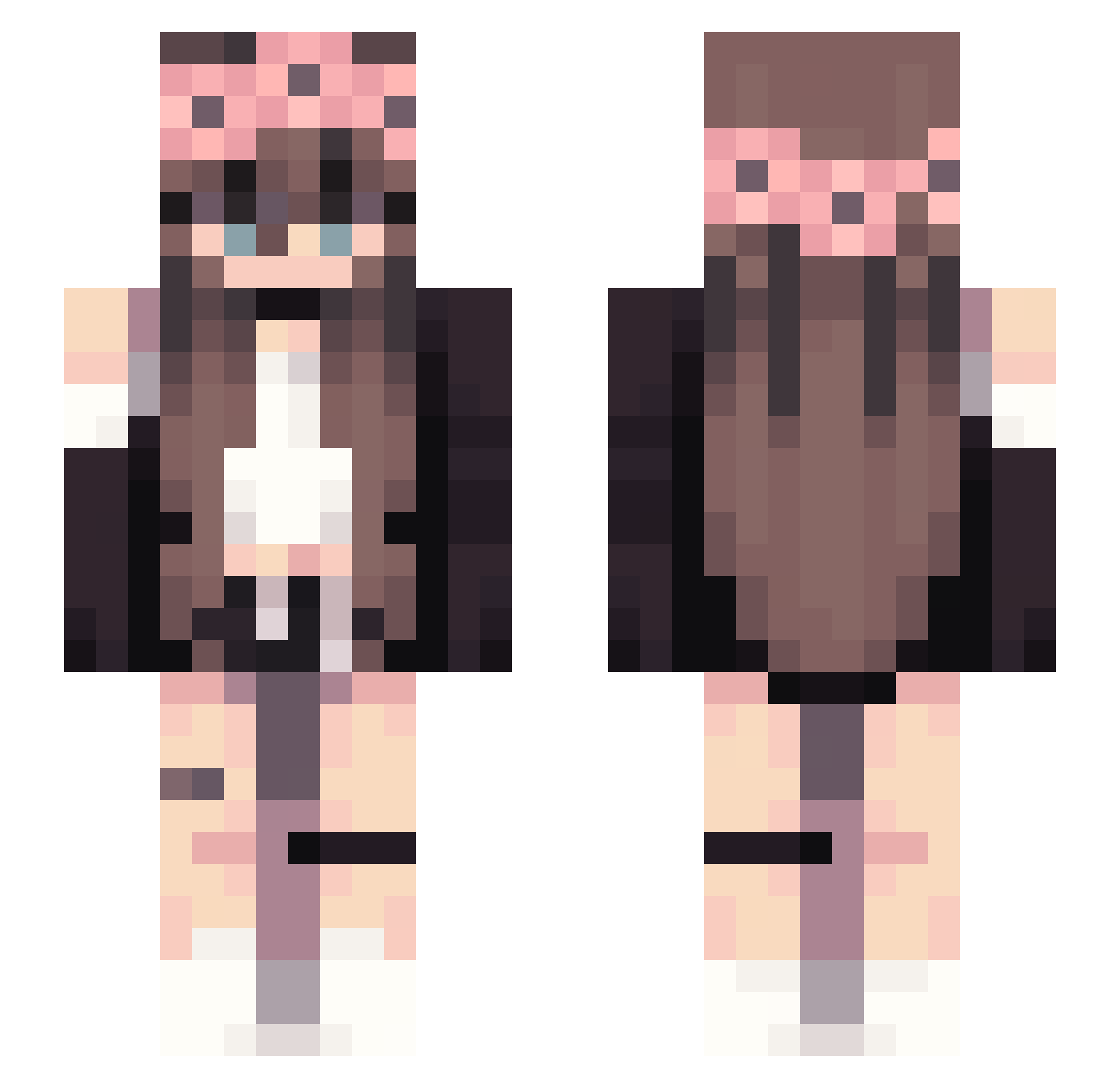 wefarm Minecraft skin, front and back view