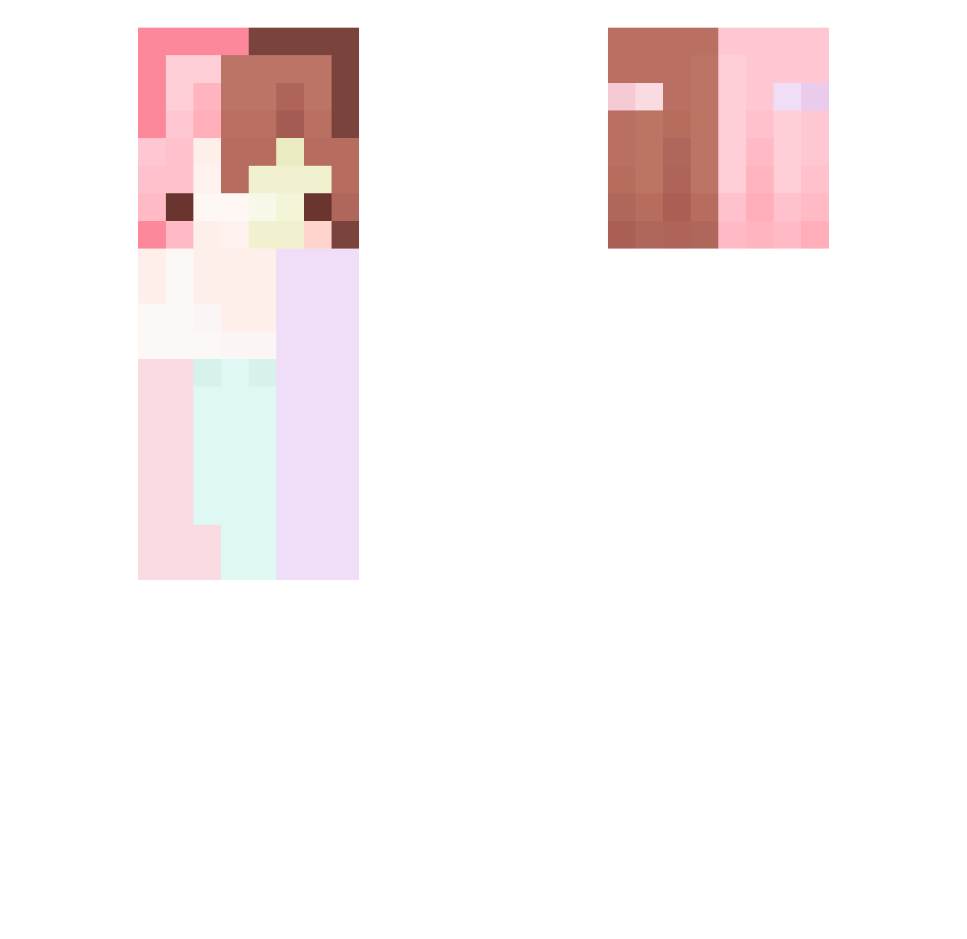 pawsical Minecraft skin, front and back view