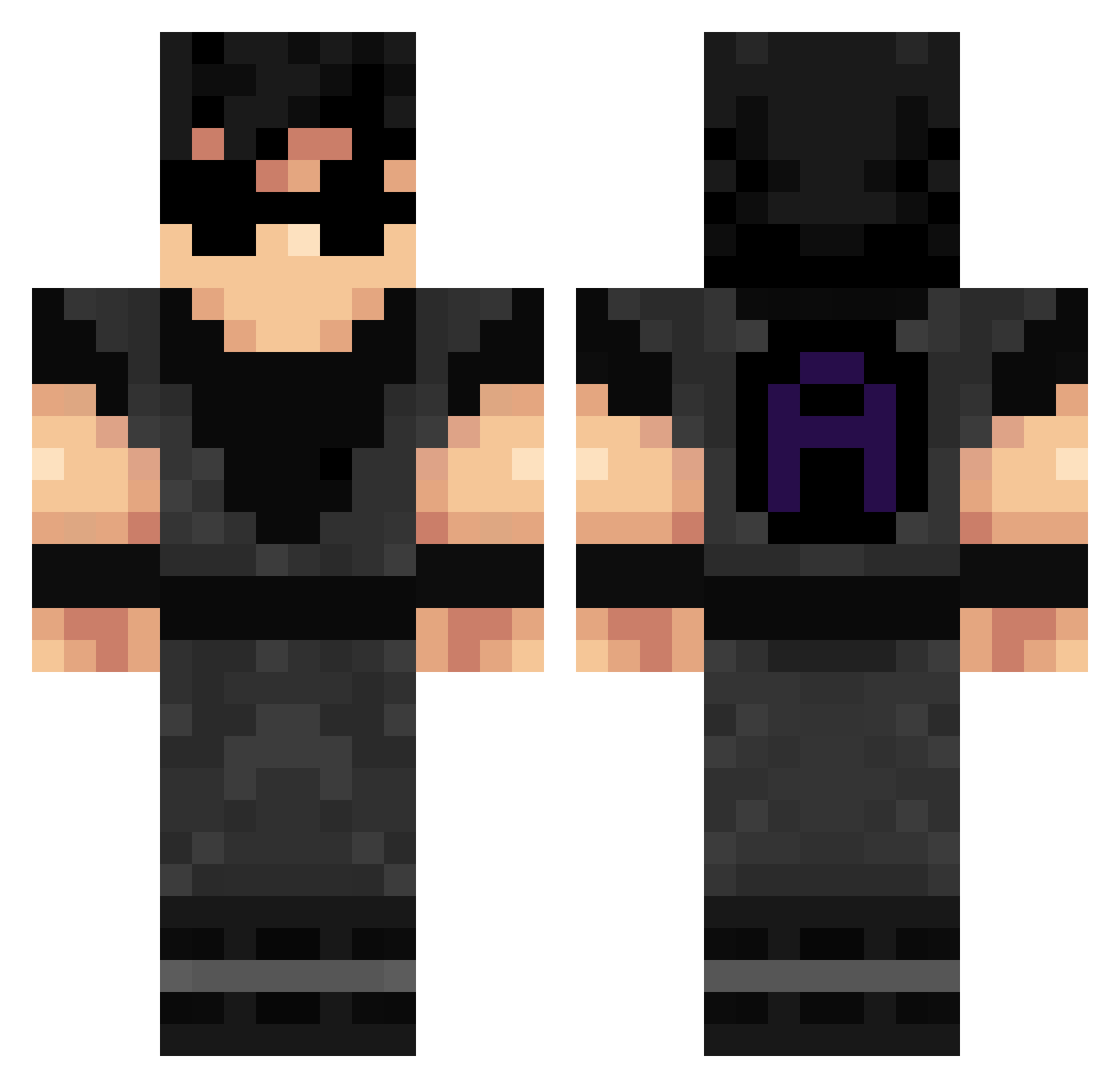 refringent Minecraft skin, front and back view