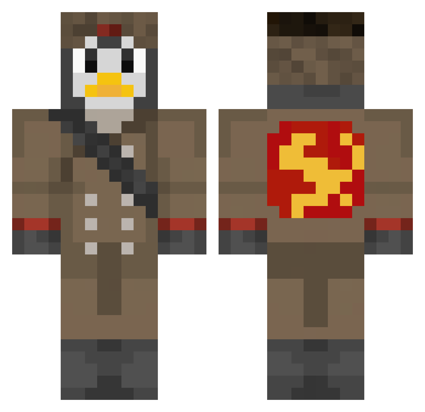 HedgehogInTheFog Minecraft skin, front and back view