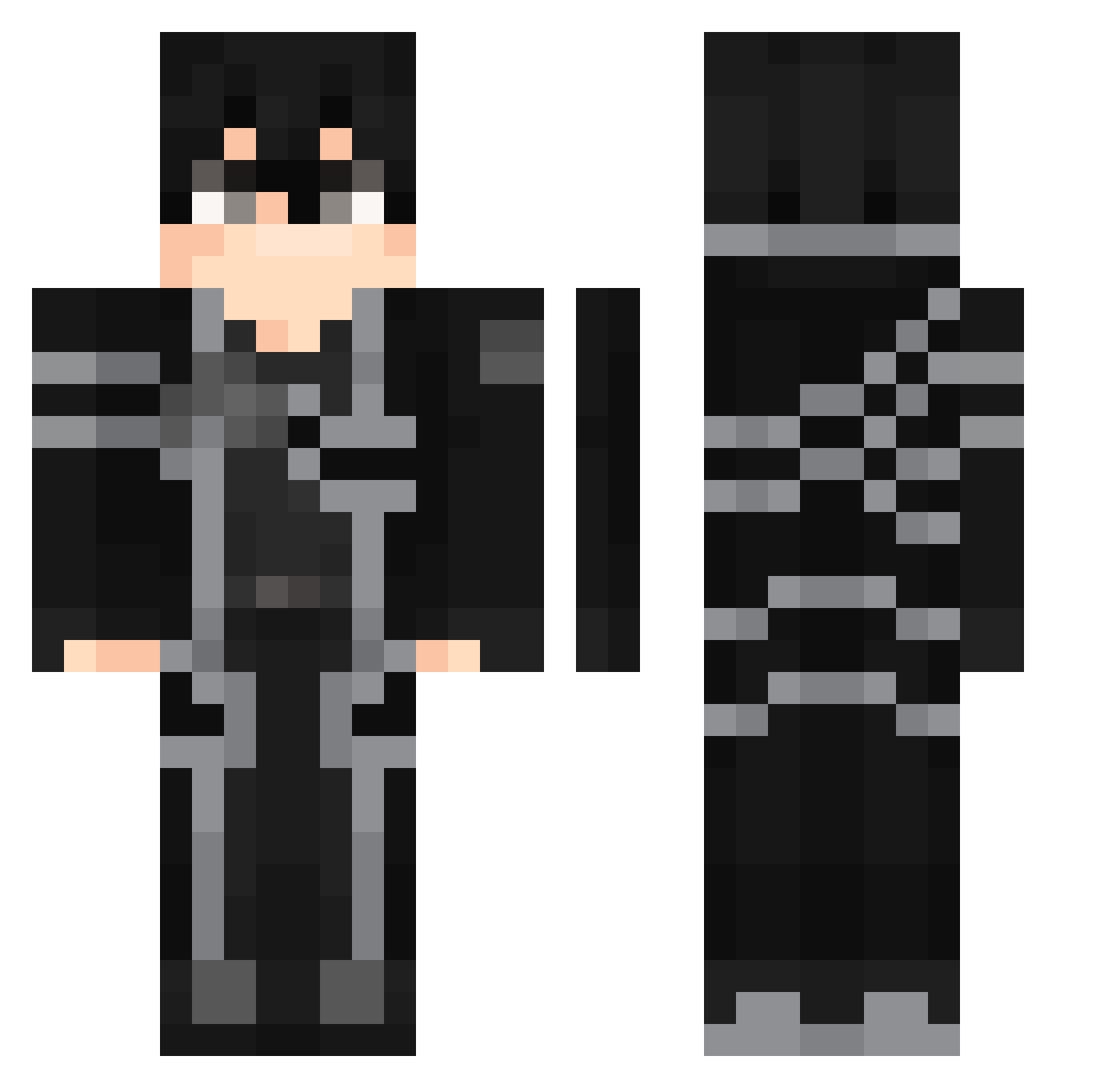 FakeYusa Minecraft skin, front and back view