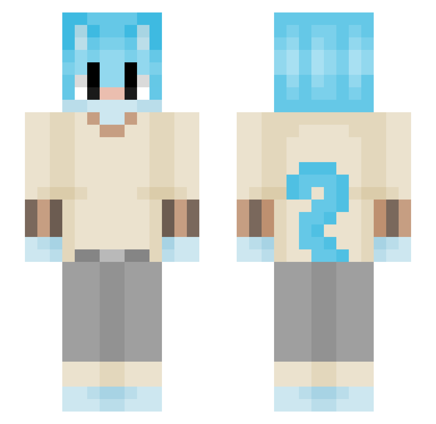 GDKMJ Minecraft skin, front and back view