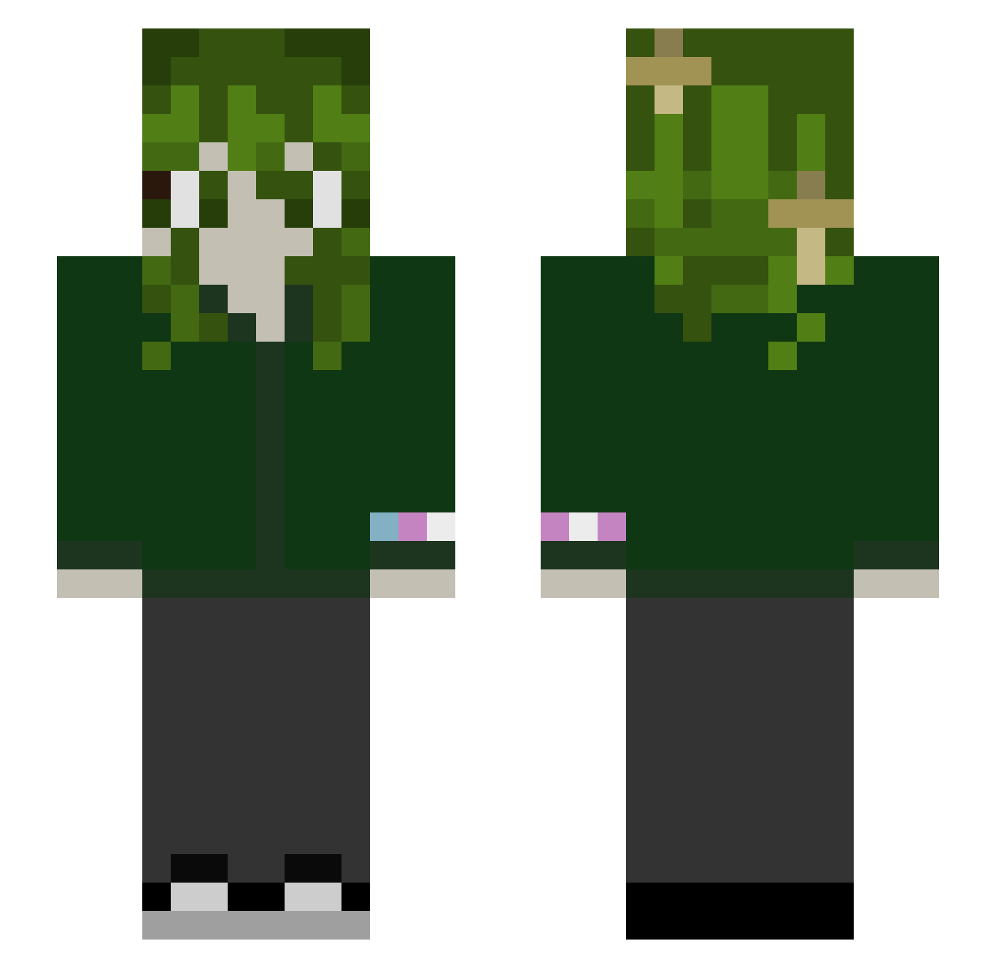 8cubed Minecraft skin, front and back view