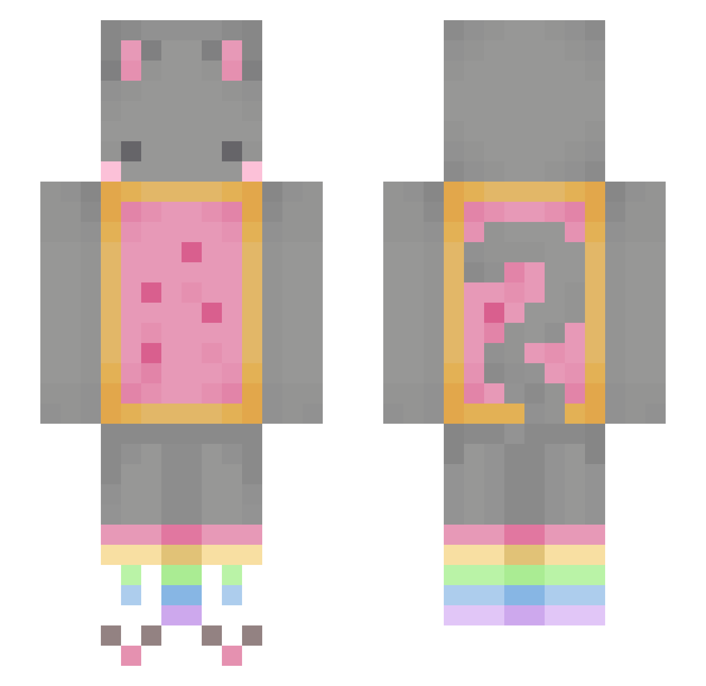 PlanetaryCookie Minecraft skin, front and back view