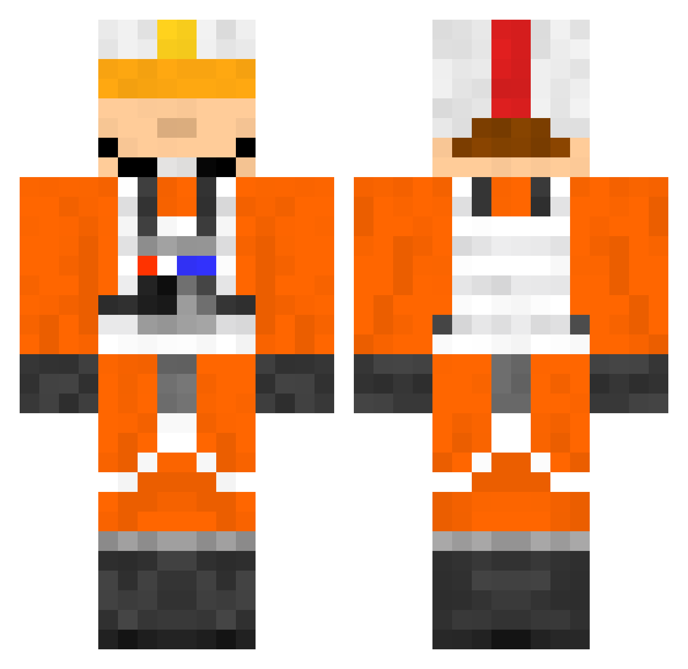 Horizontal Minecraft skin, front and back view