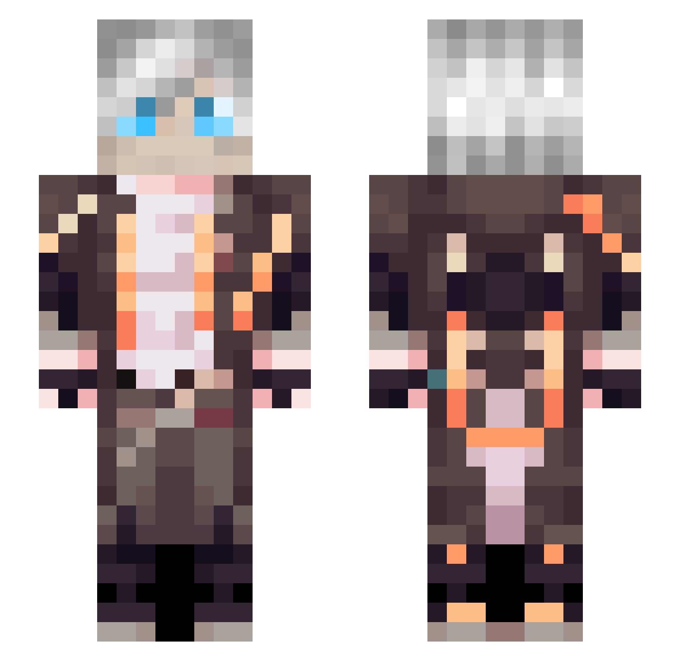 Belly1337 Minecraft skin, front and back view