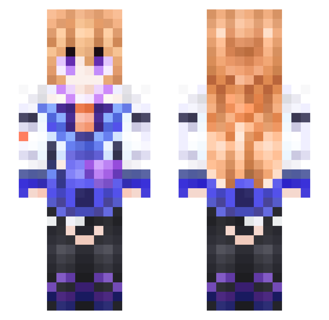 ashvanzer Minecraft skin, front and back view