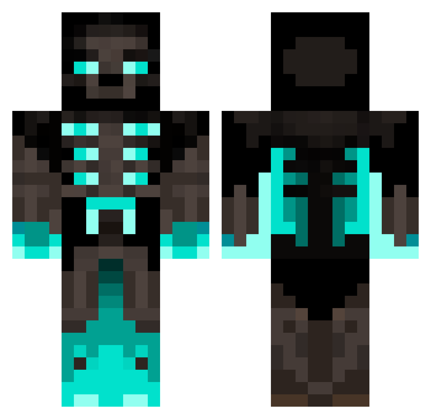 slats Minecraft skin, front and back view
