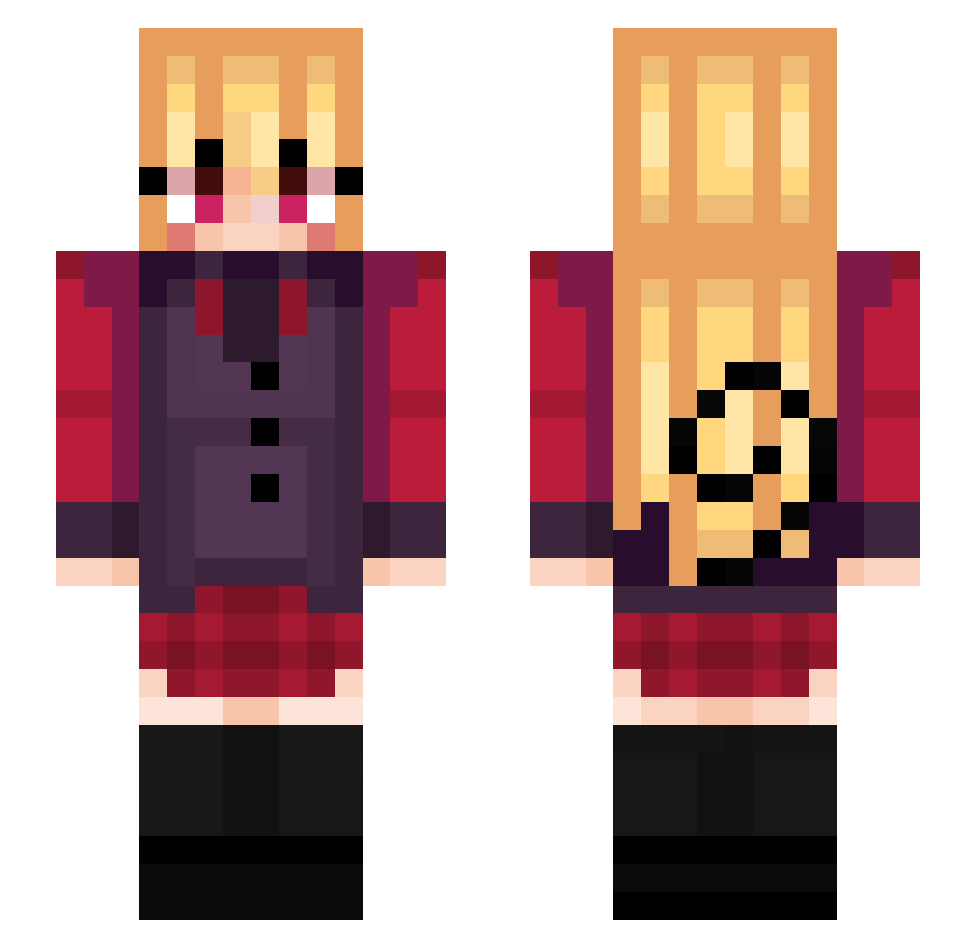Psychen_ Minecraft skin, front and back view