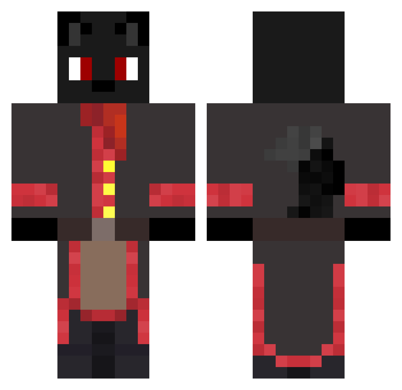 PawzOfFurry Minecraft skin, front and back view