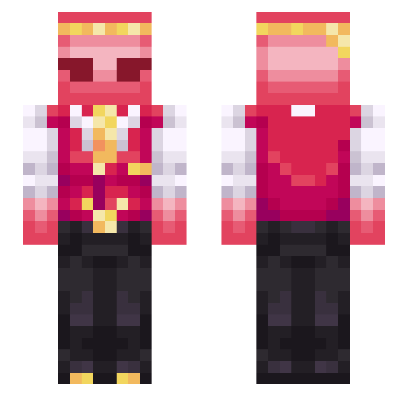 lxrdmudkip Minecraft skin, front and back view