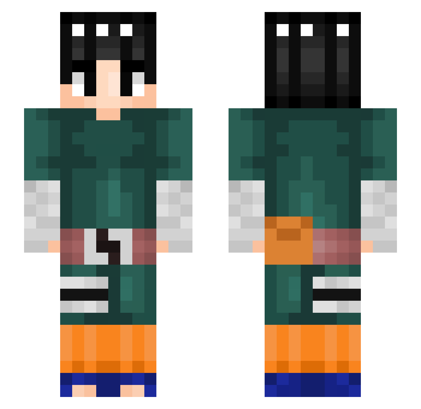 HIVS Minecraft skin, front and back view