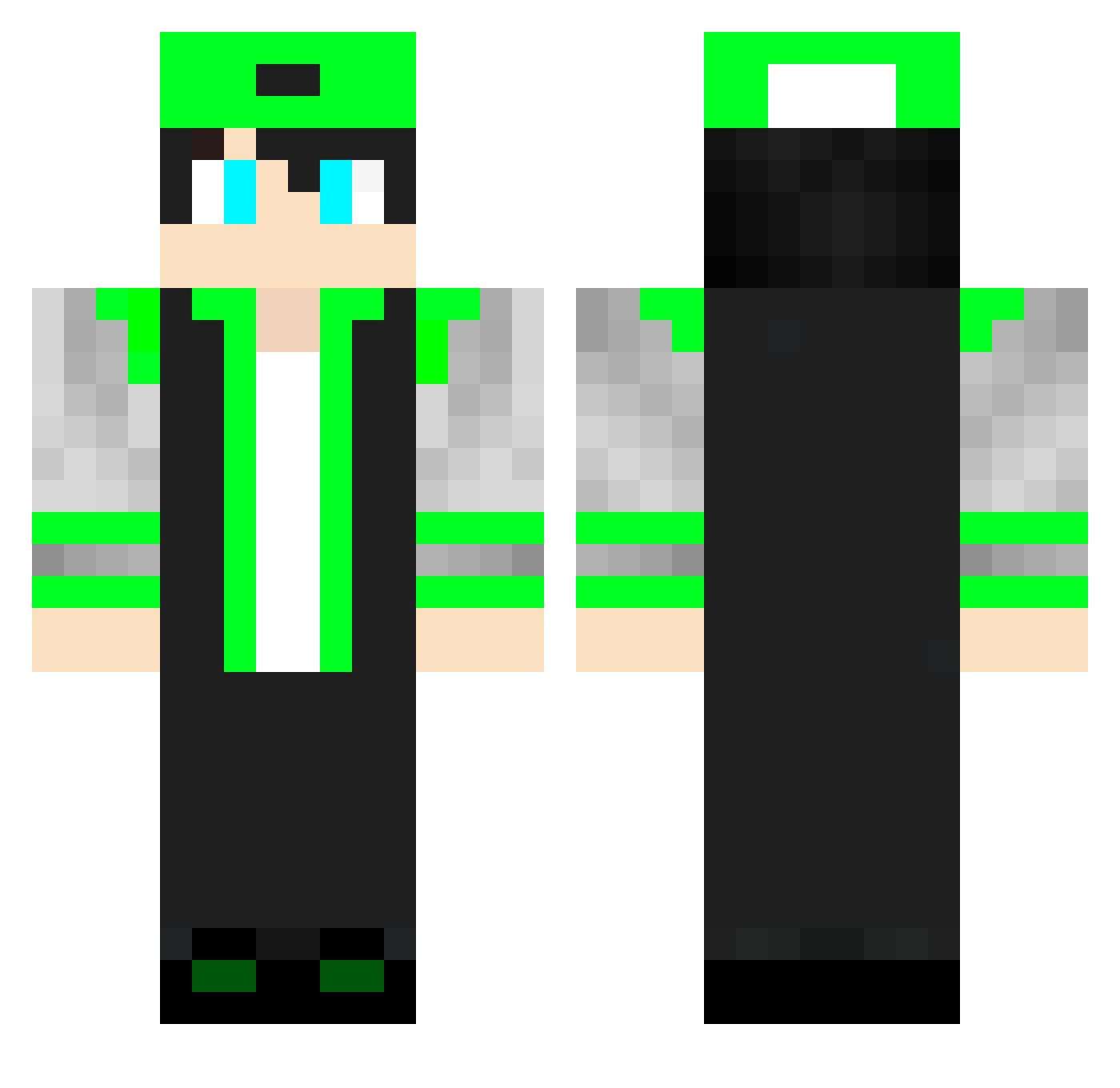 Bukl Minecraft skin, front and back view
