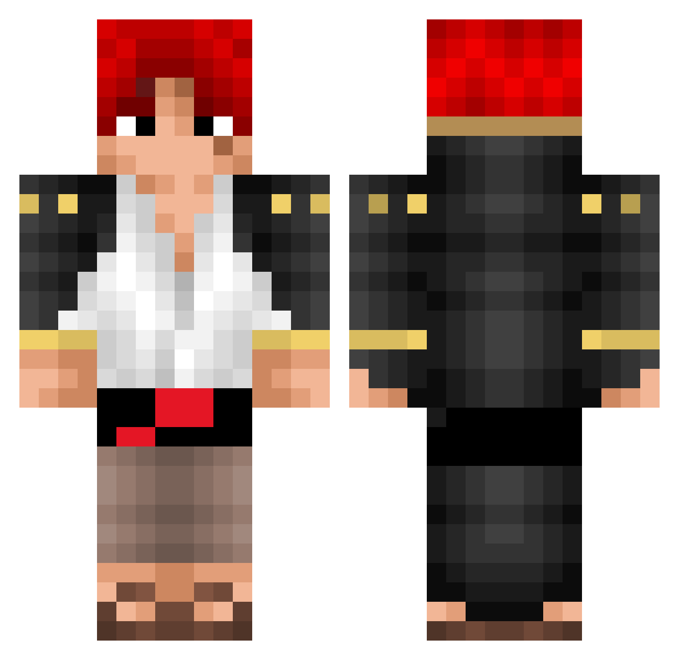 TheRealZeca Minecraft skin, front and back view