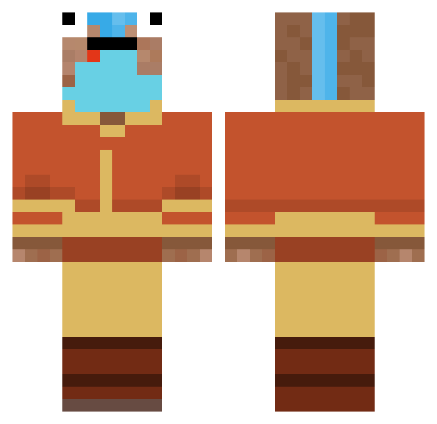 GokuEMECE Minecraft skin, front and back view