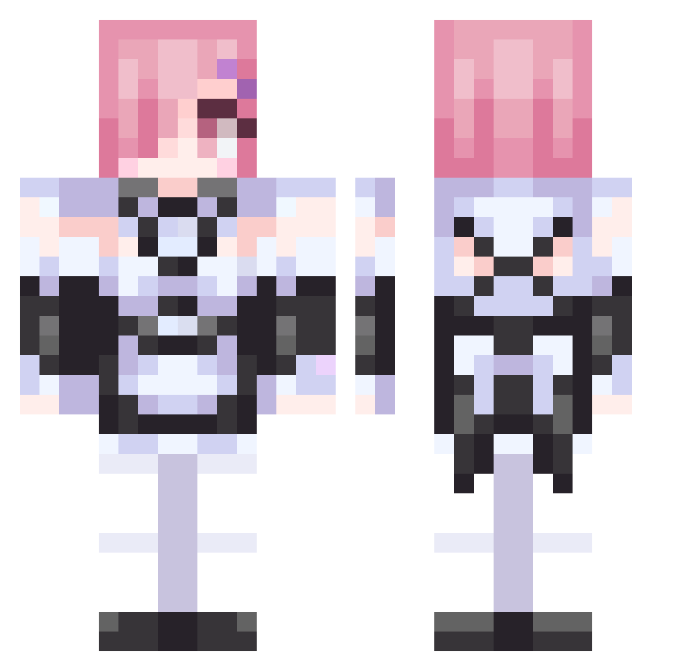 Gorgia Minecraft skin, front and back view