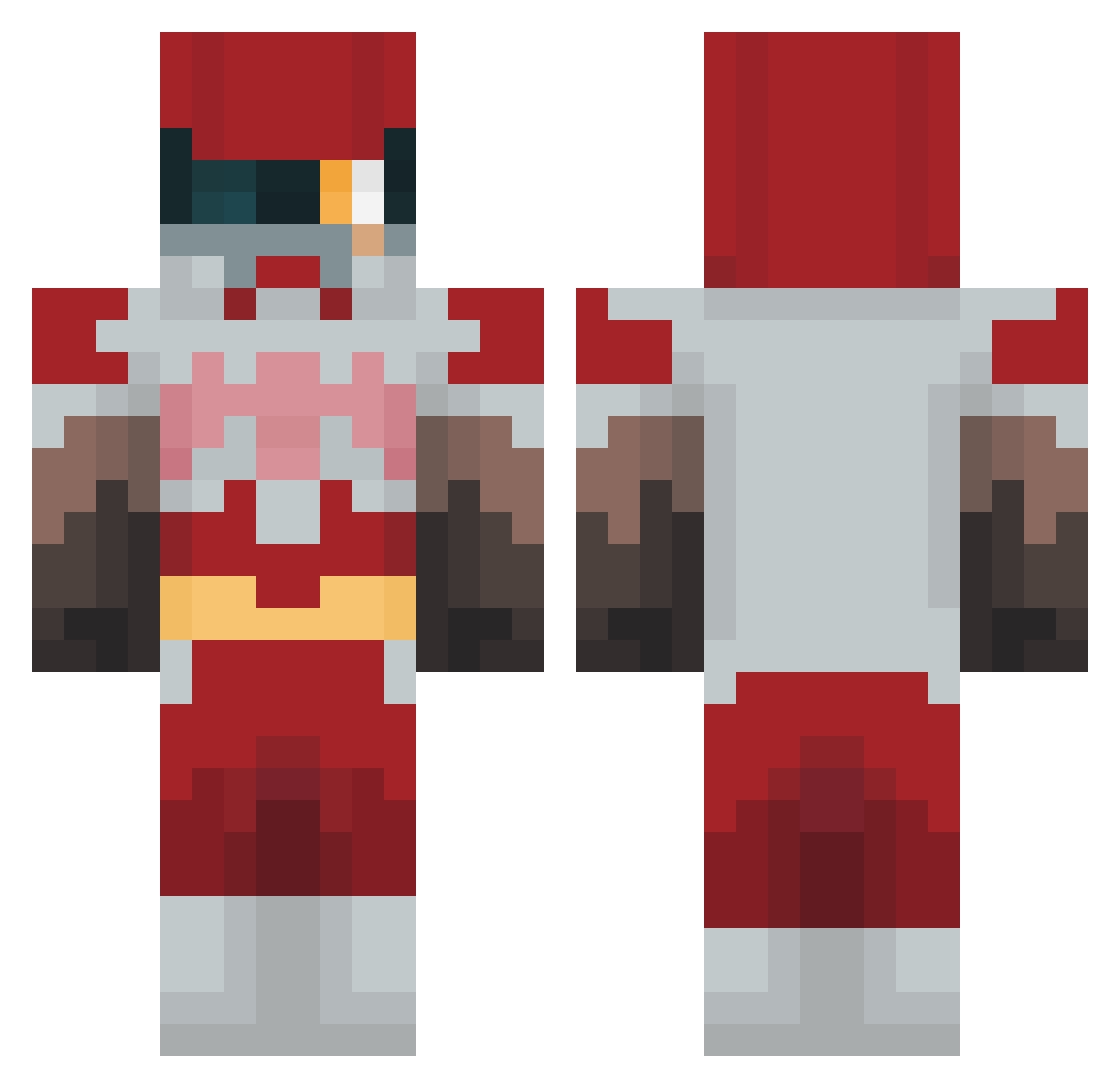 GunManEatGun Minecraft skin, front and back view