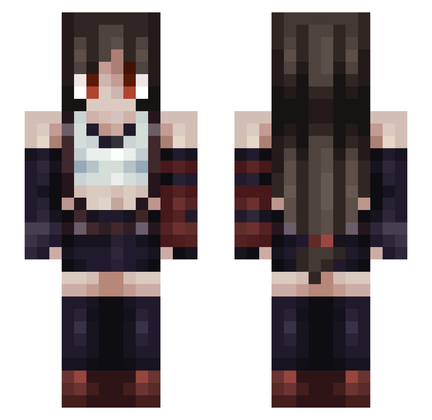 Zankousen Minecraft skin, front and back view