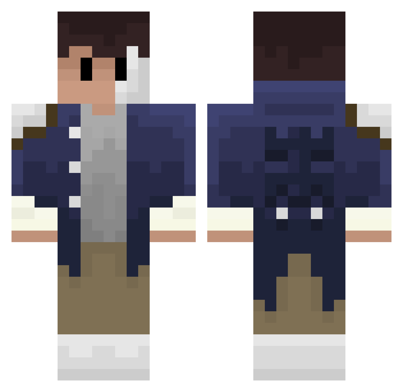 Acorn100 Minecraft skin, front and back view