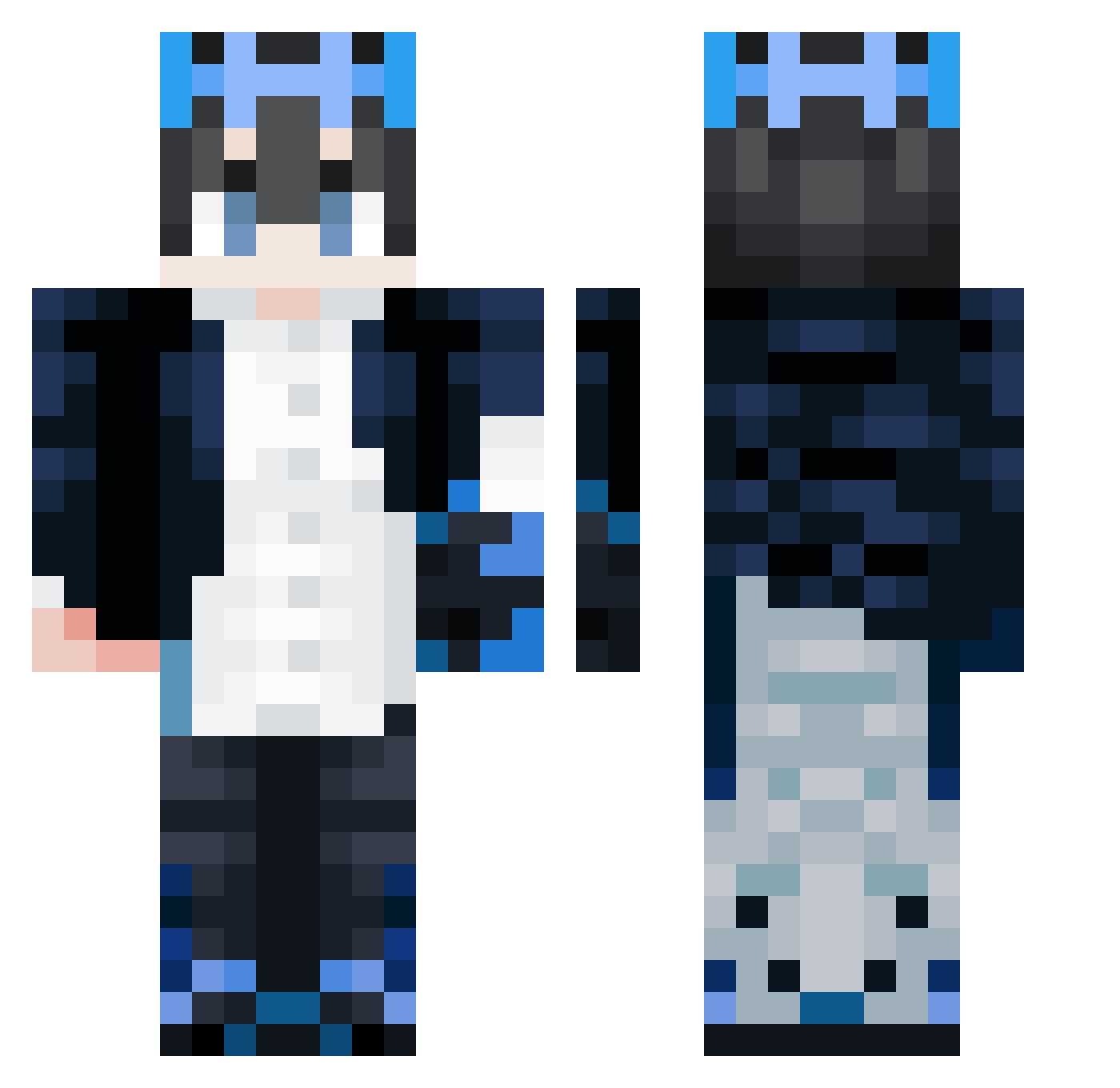 YverNol Minecraft skin, front and back view