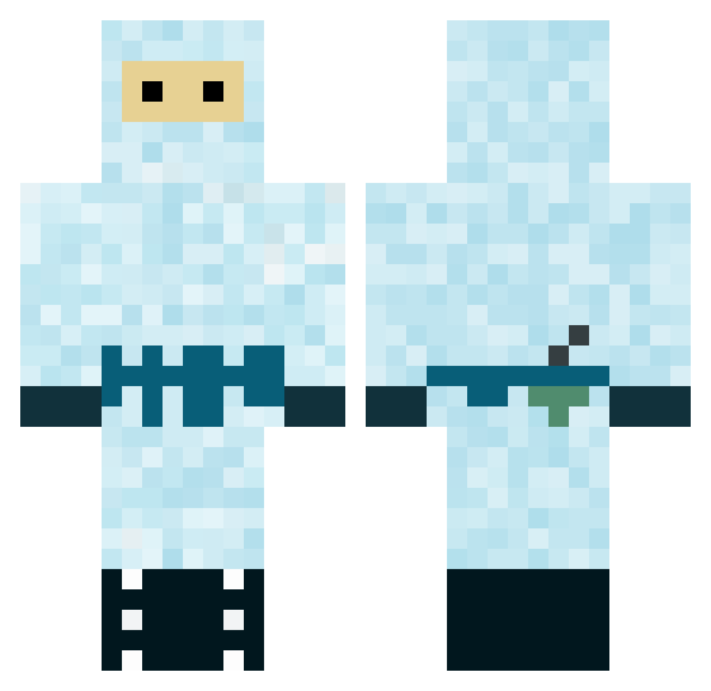 winterbeater Minecraft skin, front and back view