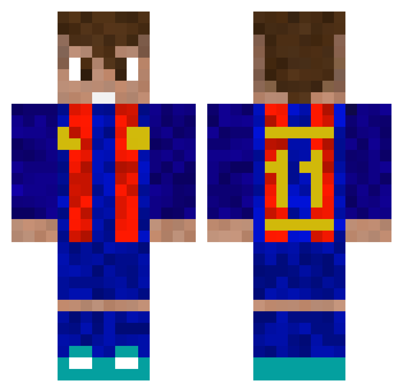 ThiagoHTC Minecraft skin, front and back view