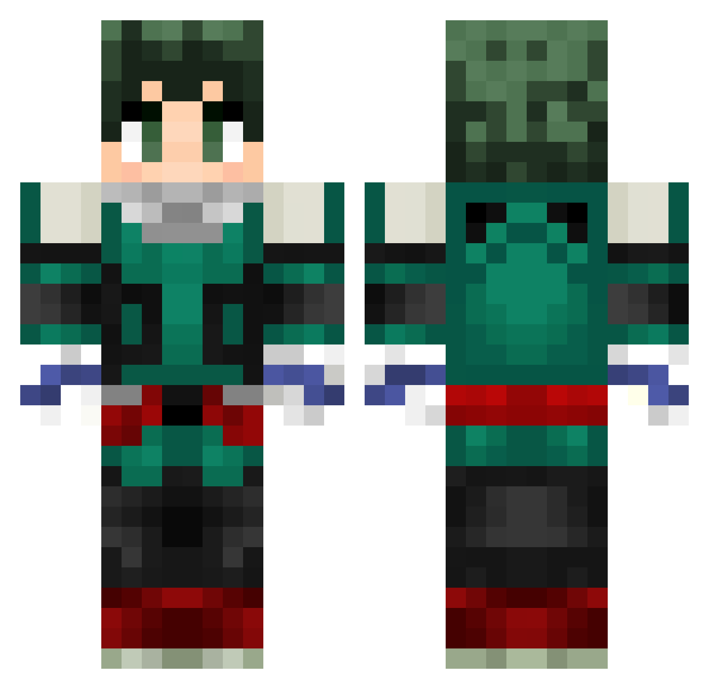 Szaaaki Minecraft skin, front and back view