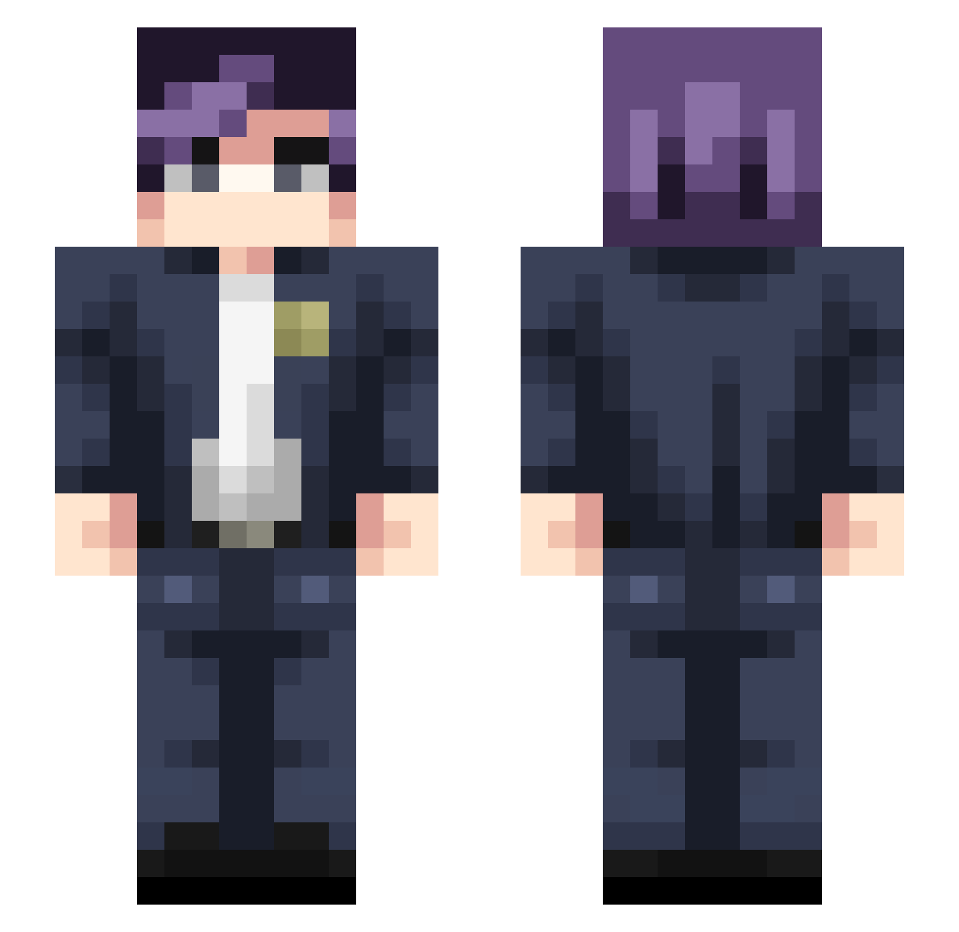 Outfold Minecraft skin, front and back view