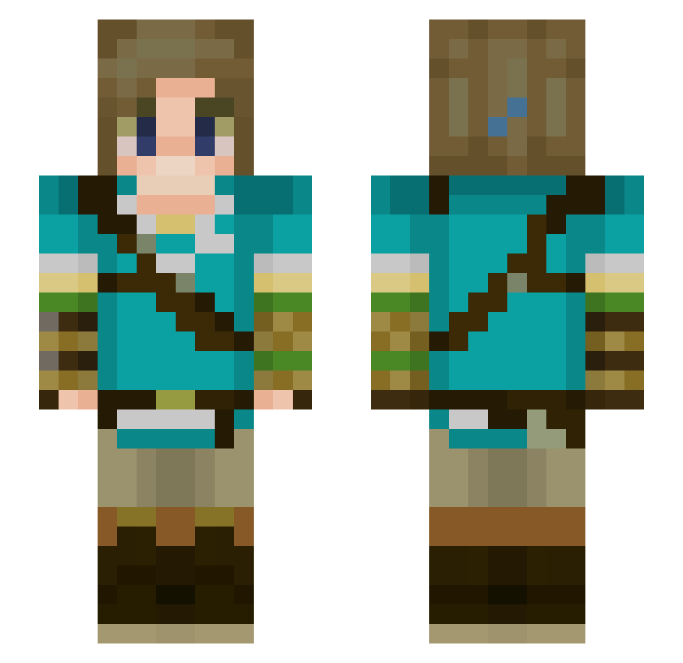 Jusef1 Minecraft skin, front and back view