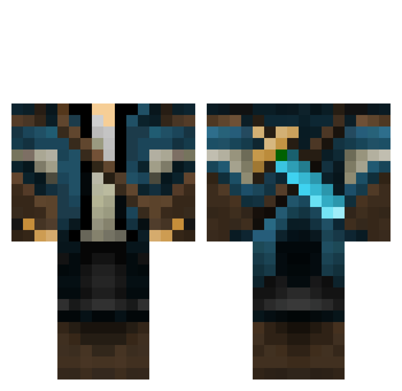 SquishyIan Minecraft skin, front and back view