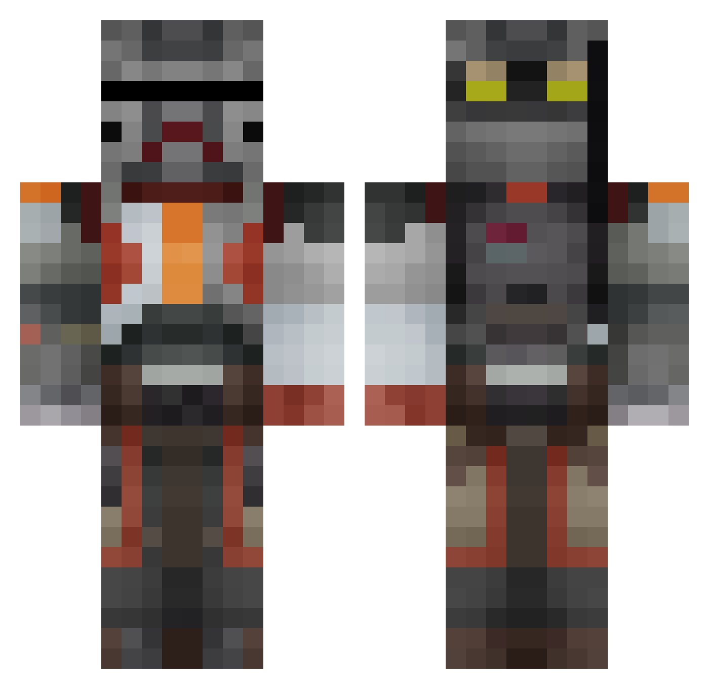 mercyxfight Minecraft skin, front and back view