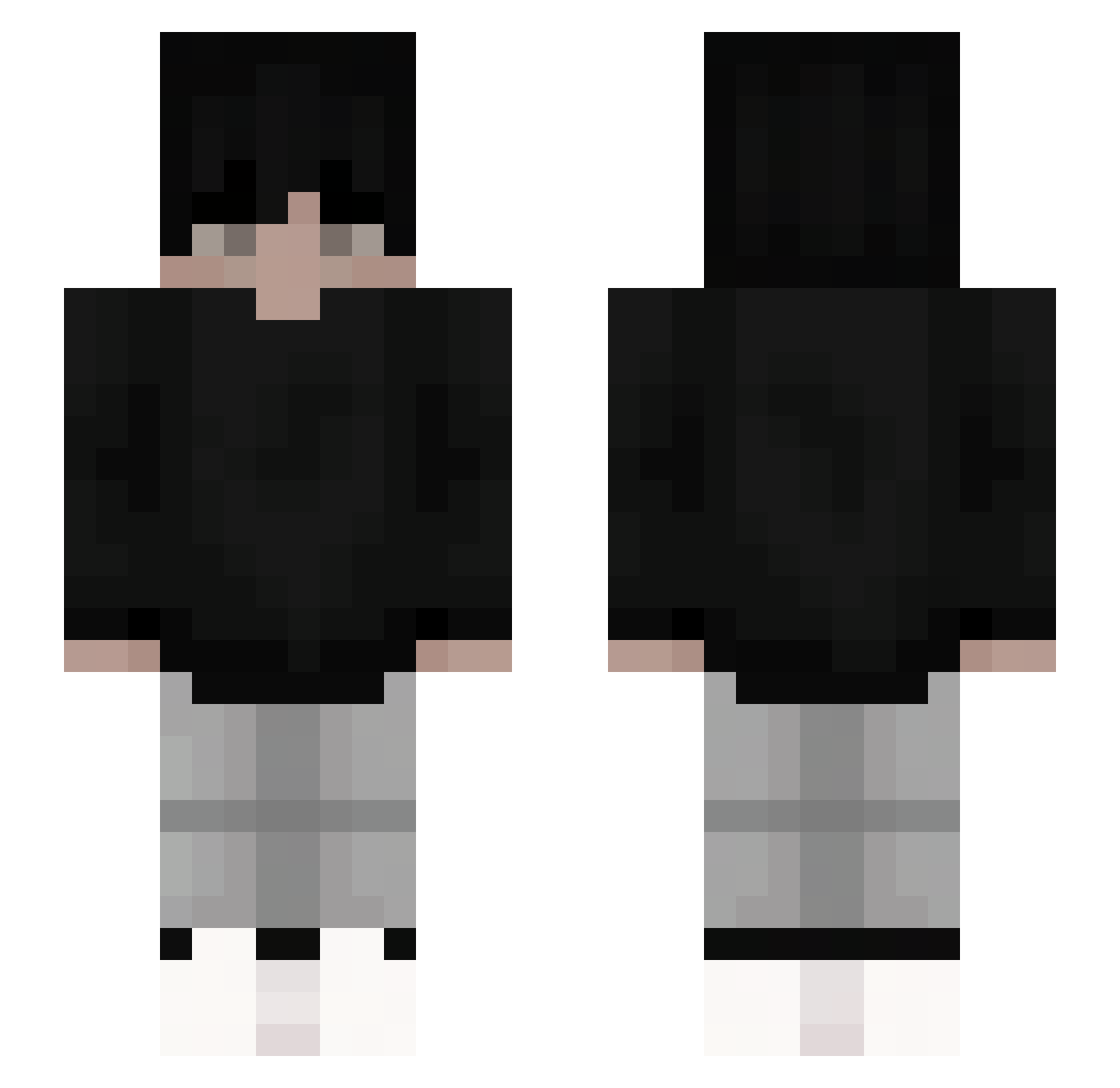 Alexskunk Minecraft skin, front and back view