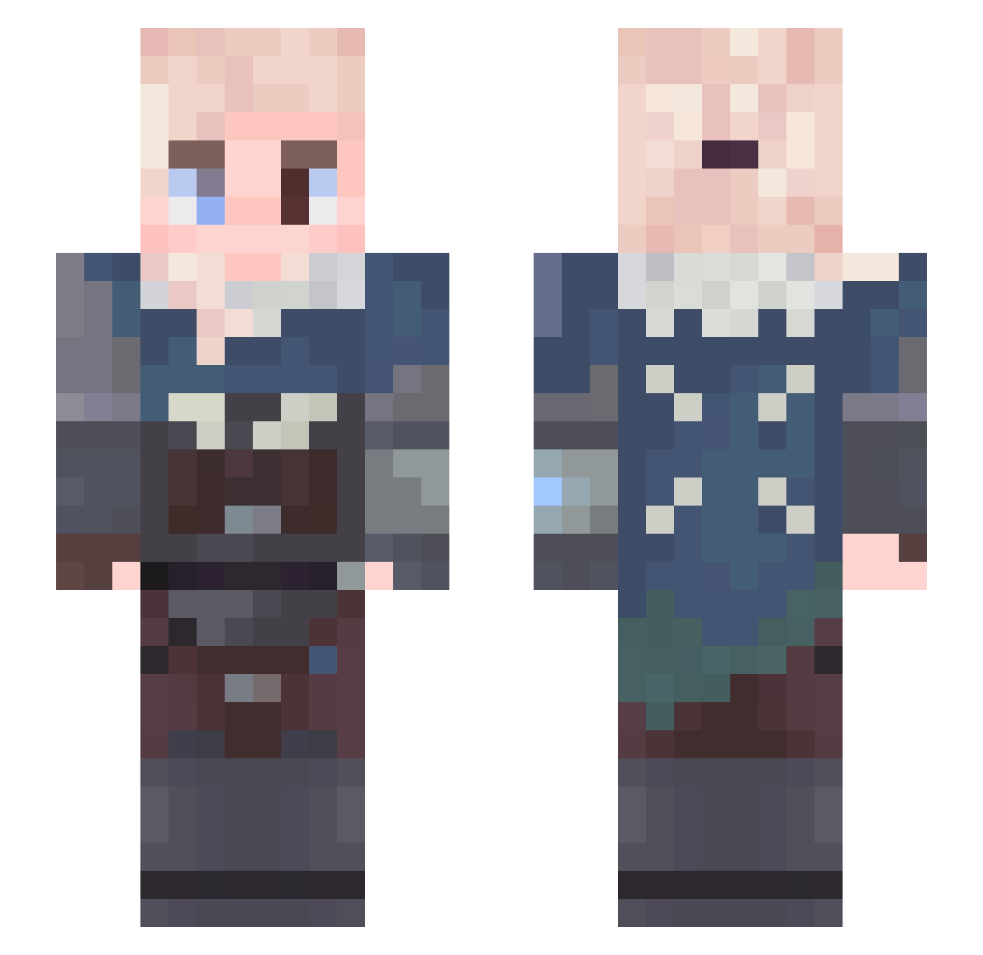 GlitchpopRizla Minecraft skin, front and back view
