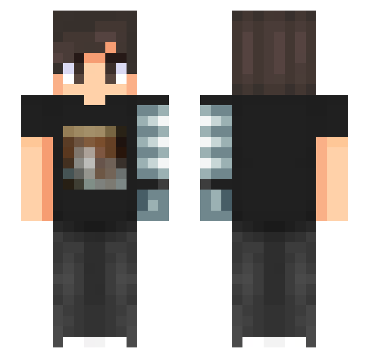 ItsCubiK Minecraft skin, front and back view