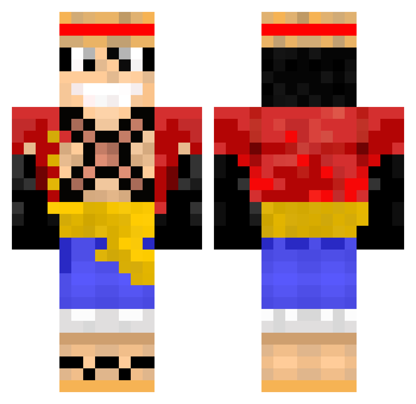 xtralp Minecraft skin, front and back view
