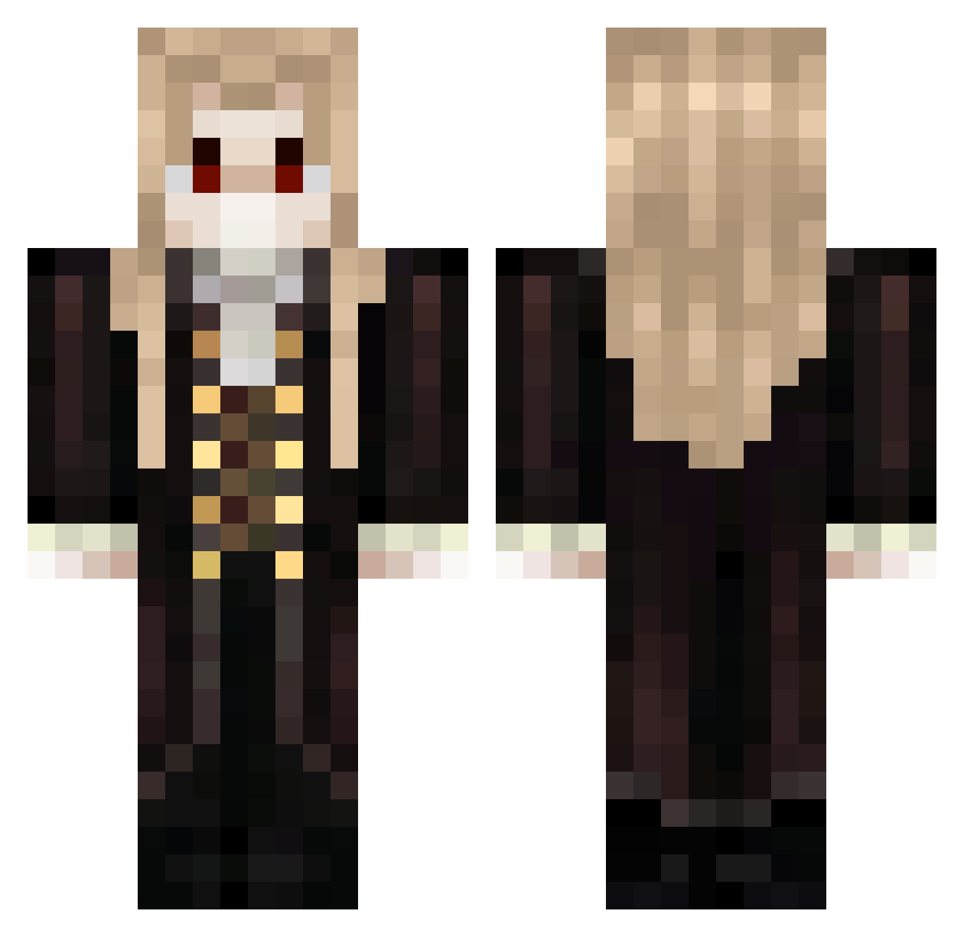 MysticalMusician Minecraft skin, front and back view