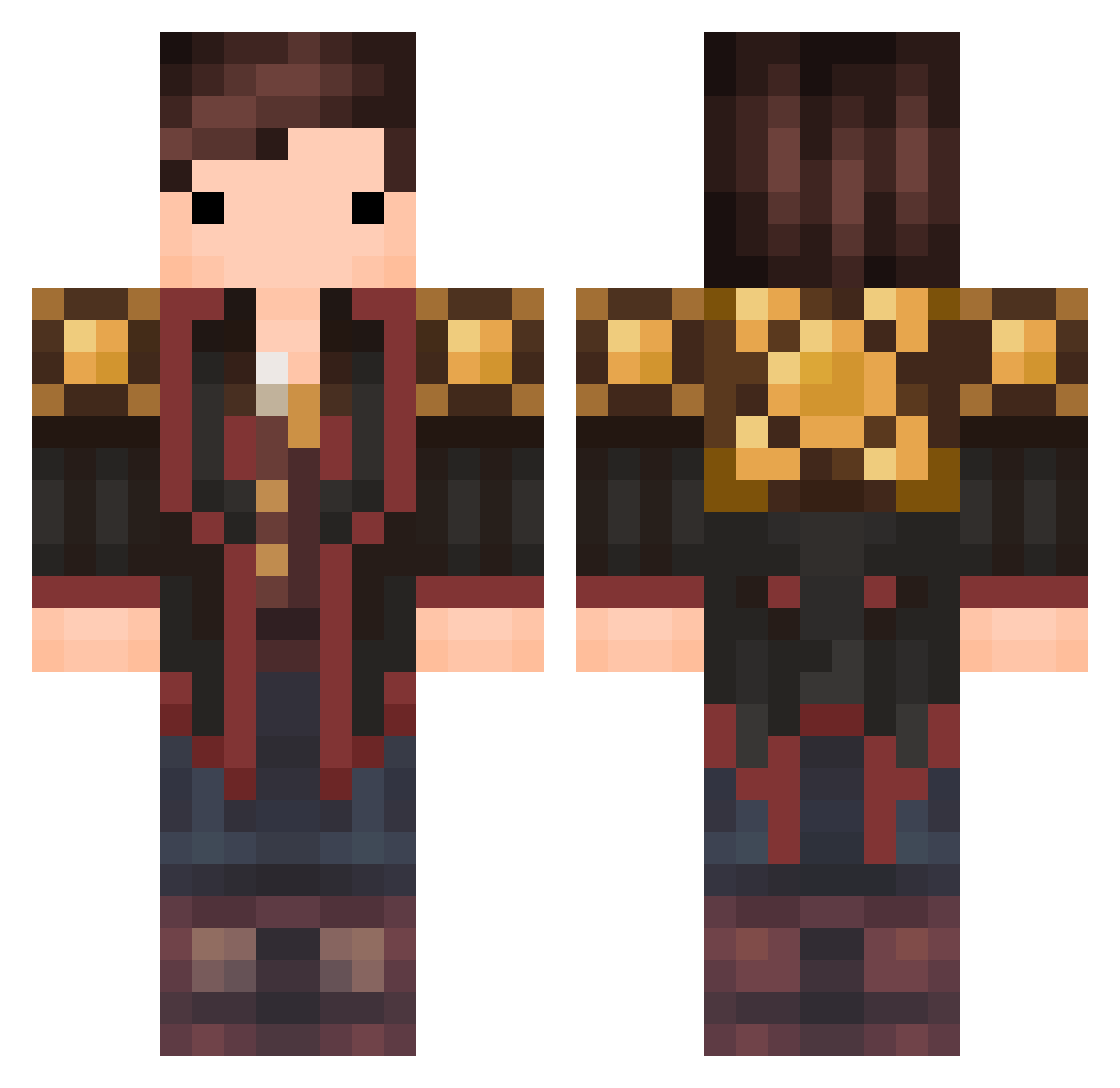 Creeth Minecraft skin, front and back view