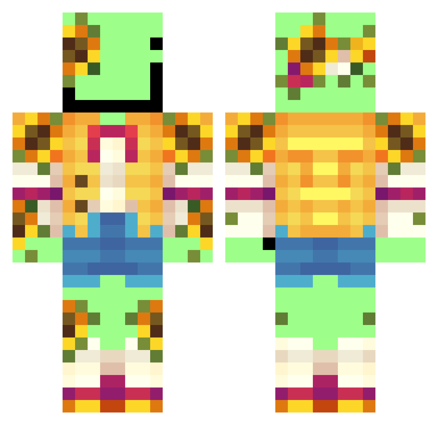 fruitberries Minecraft skin, front and back view