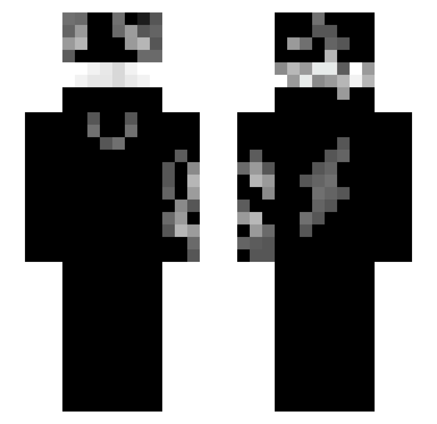 Zeehub Minecraft skin, front and back view