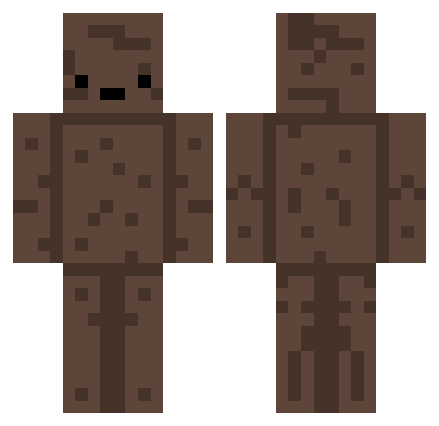 Bobbled Minecraft skin, front and back view