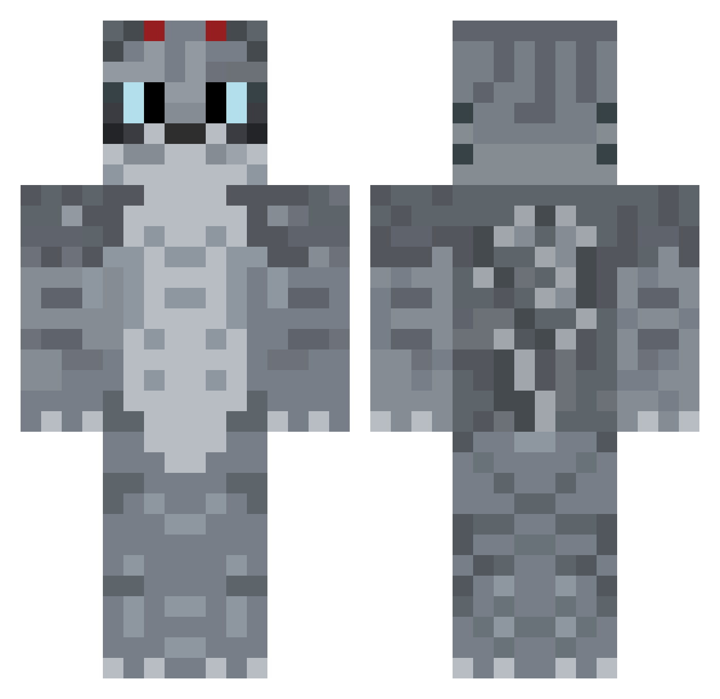 JakeTheSnache Minecraft skin, front and back view