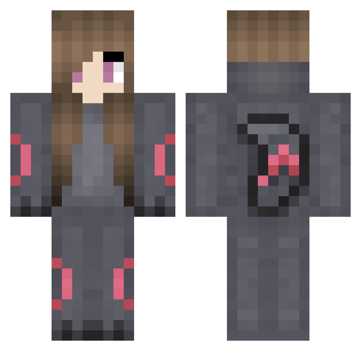 Crushes Minecraft skin, front and back view