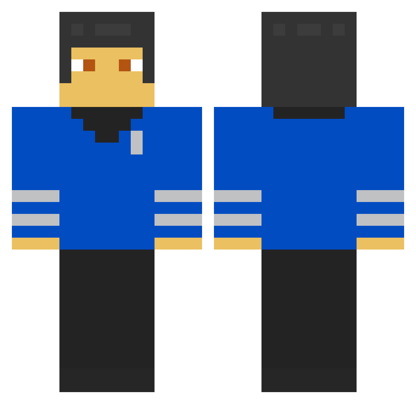 Toothaches Minecraft skin, front and back view