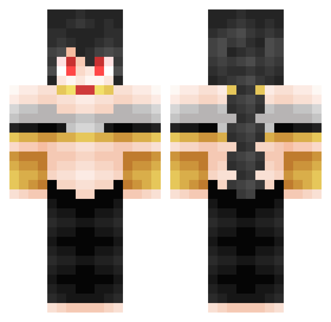 Butterinho Minecraft skin, front and back view