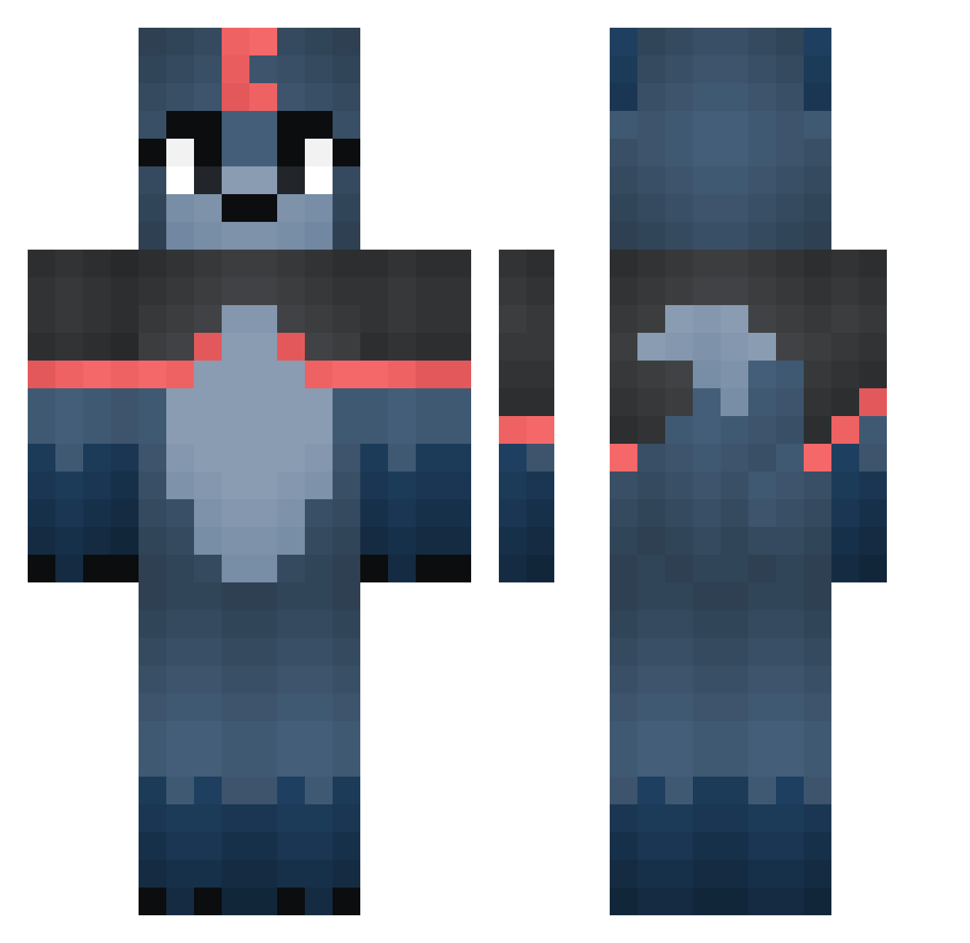 Obtain_Hurricane Minecraft skin, front and back view