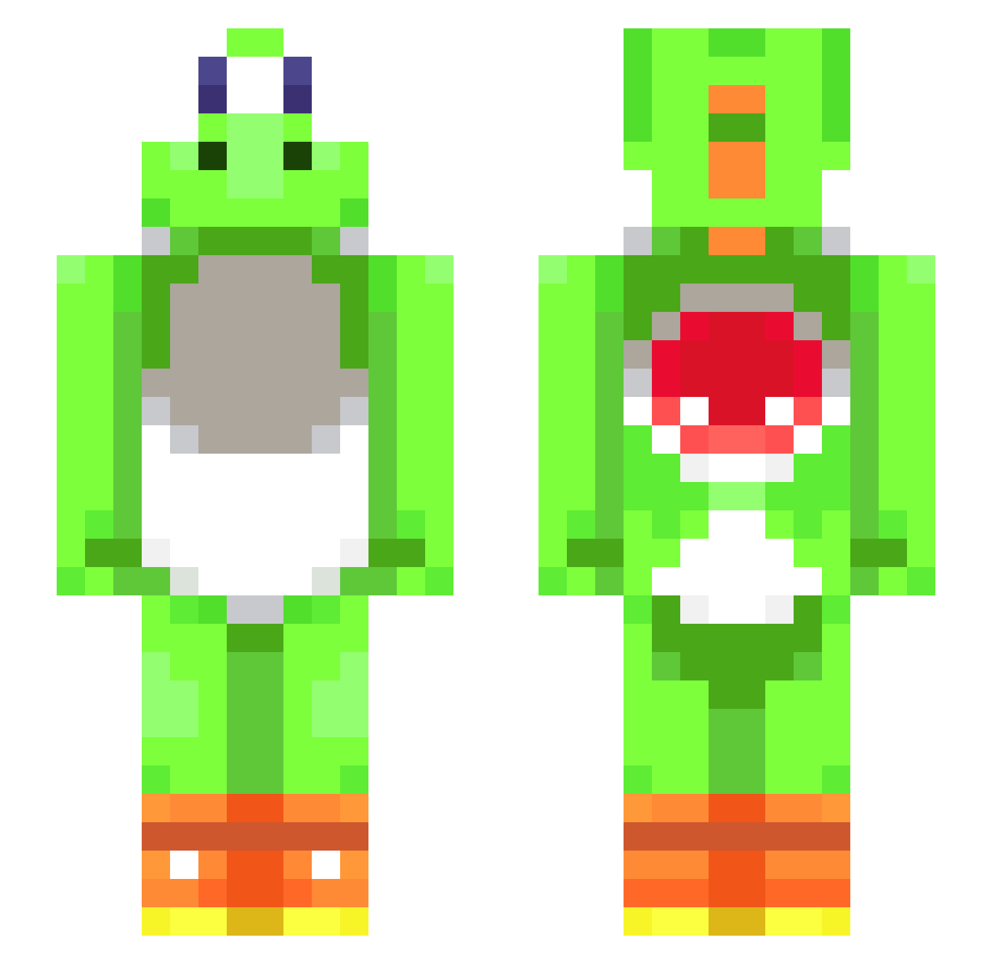 Plumpo Minecraft skin, front and back view