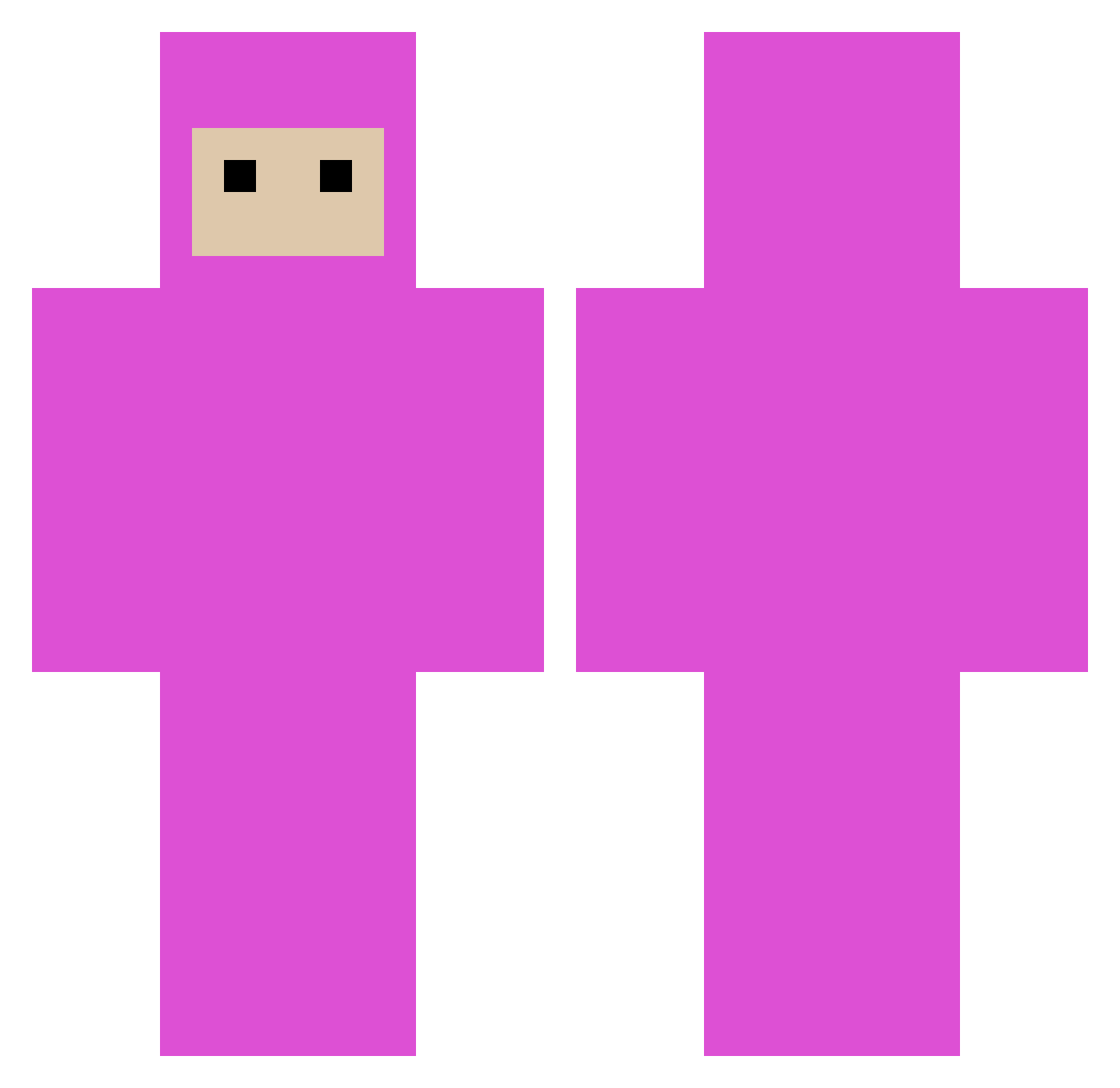 Luniati Minecraft skin, front and back view