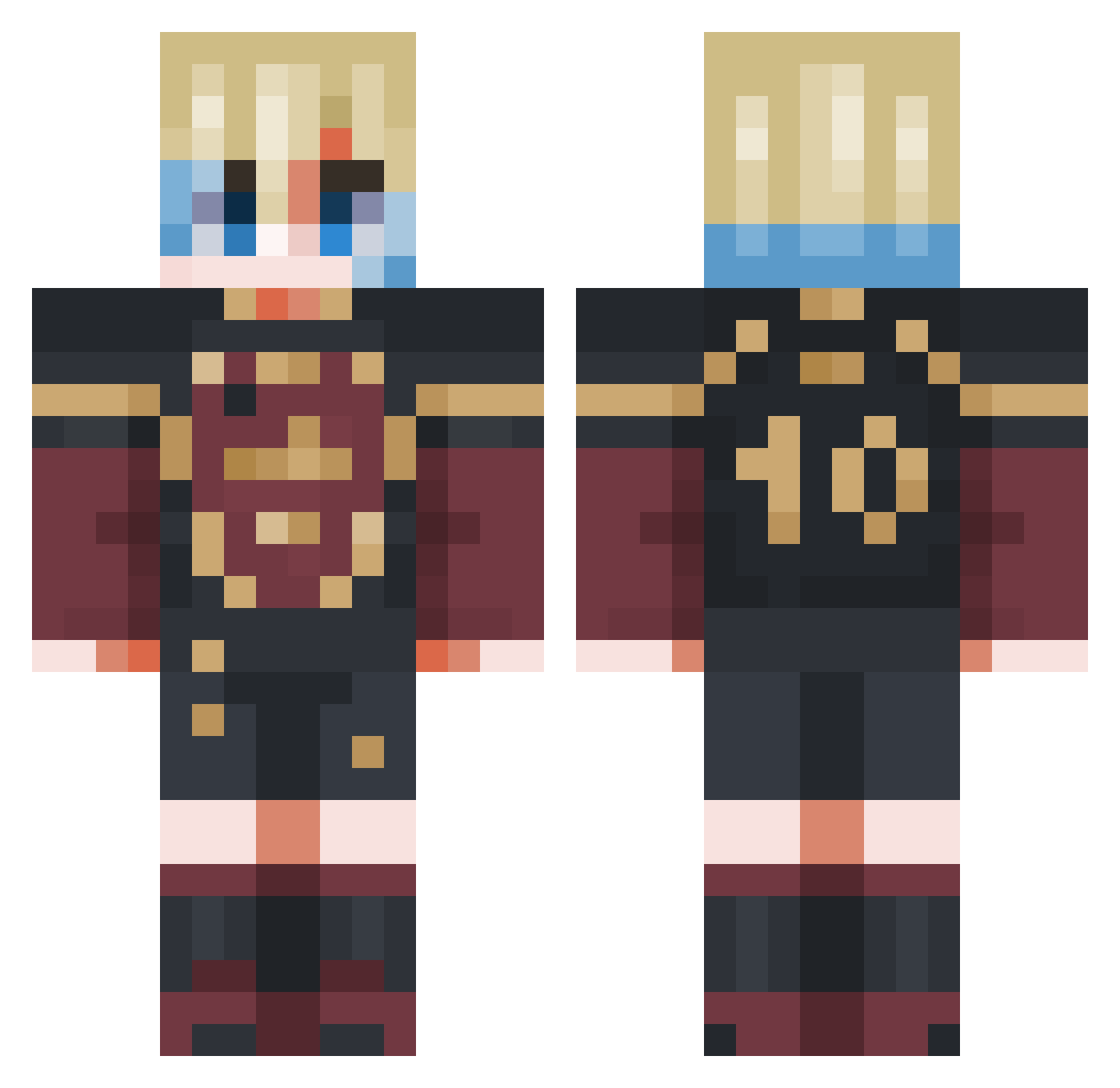 Rafdsb Minecraft skin, front and back view